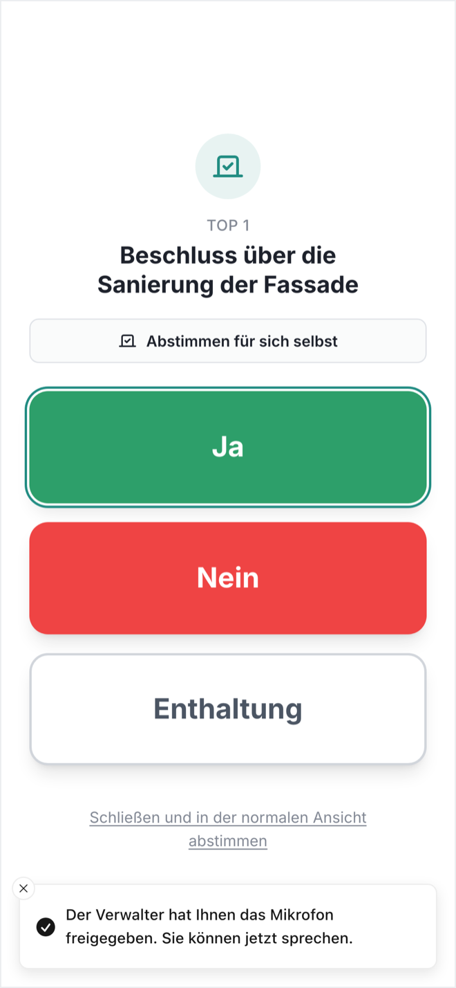Eigentümer-Ansicht auf dem Smartphone